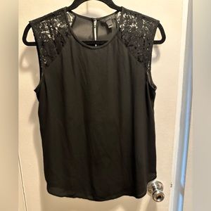 Black work top with fun sleeve details